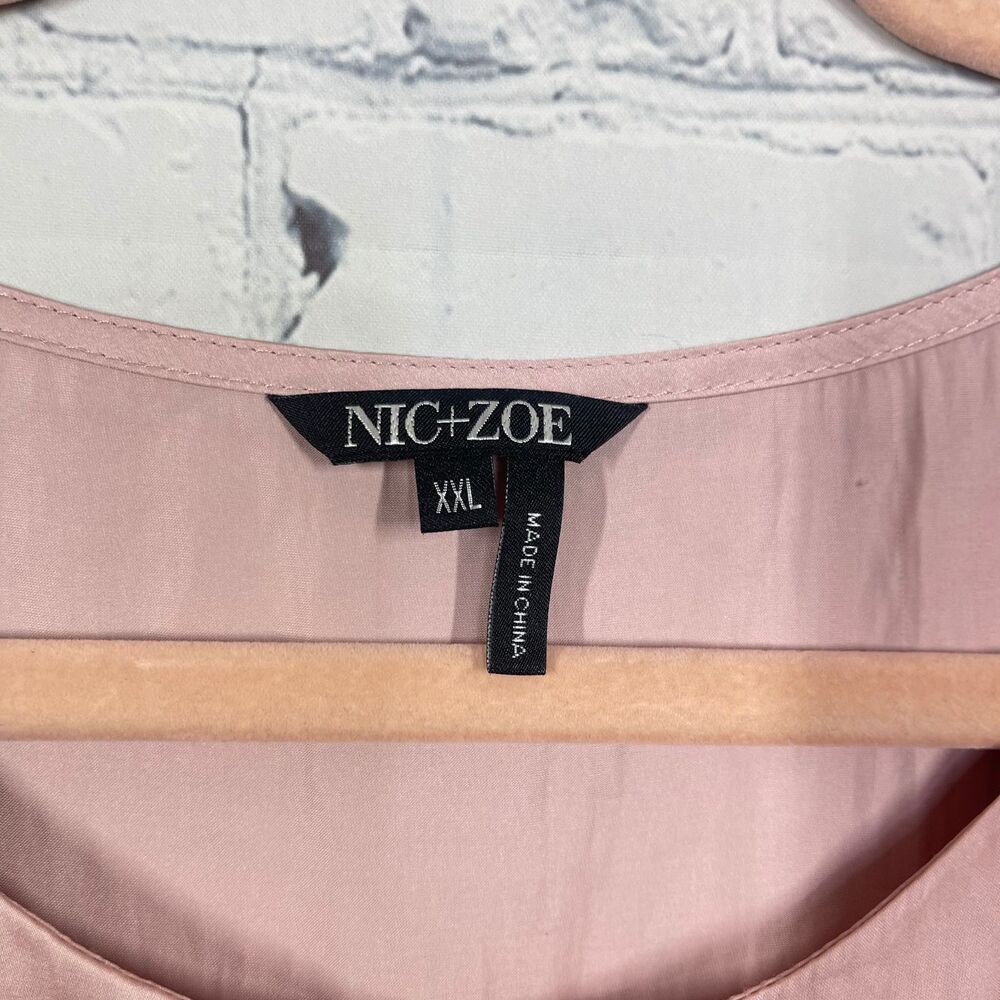 NIC+ZOE Blush Pink Satin Sleeveless Twist Front Blouse Womens XXL Elegant Office - Picture 6 of 11